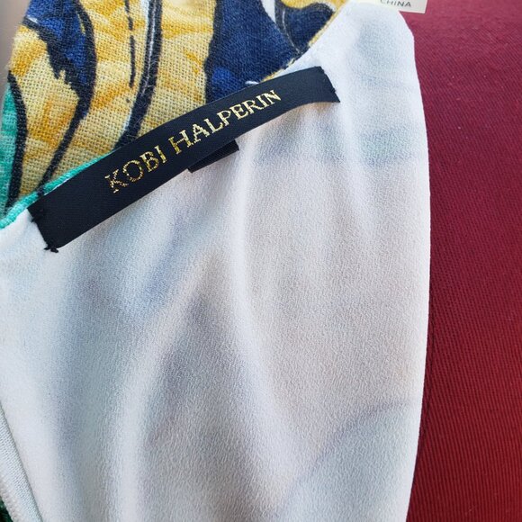 Kobi Halperin Sophie Dress Tropical Floral Linen Crew Neck A Line Sleeveless XS - Picture 7 of 8